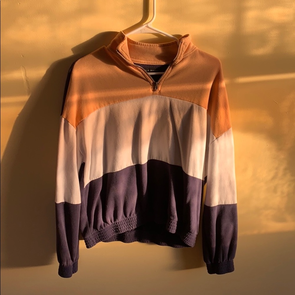 Blue yellow and white stripped quarter zip